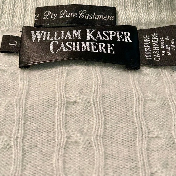 William Kasper 100% Pure Cashmere 2-Piece Sweater Set – Light Green, Size L - Picture 3 of 10